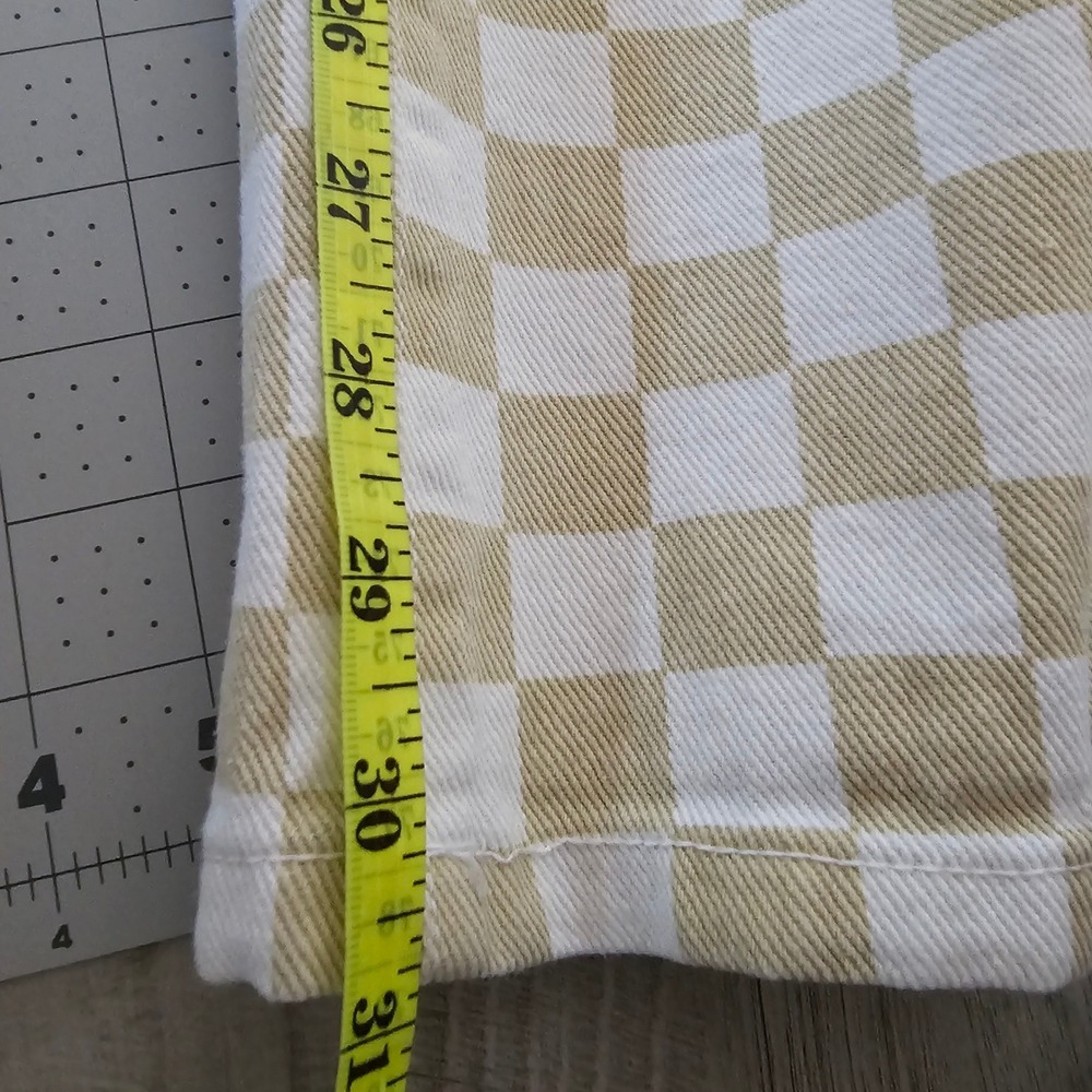 RSQ Tan White Checkered Wide Leg High Rise Jeans Size 24 Skater Streetwear - Picture 5 of 7